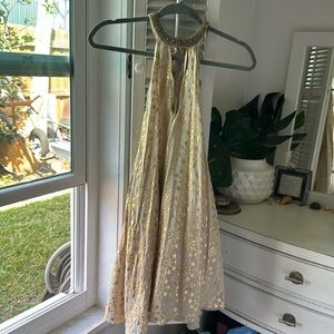 gorgeous gold silver and tan urban outfitters flowy dress